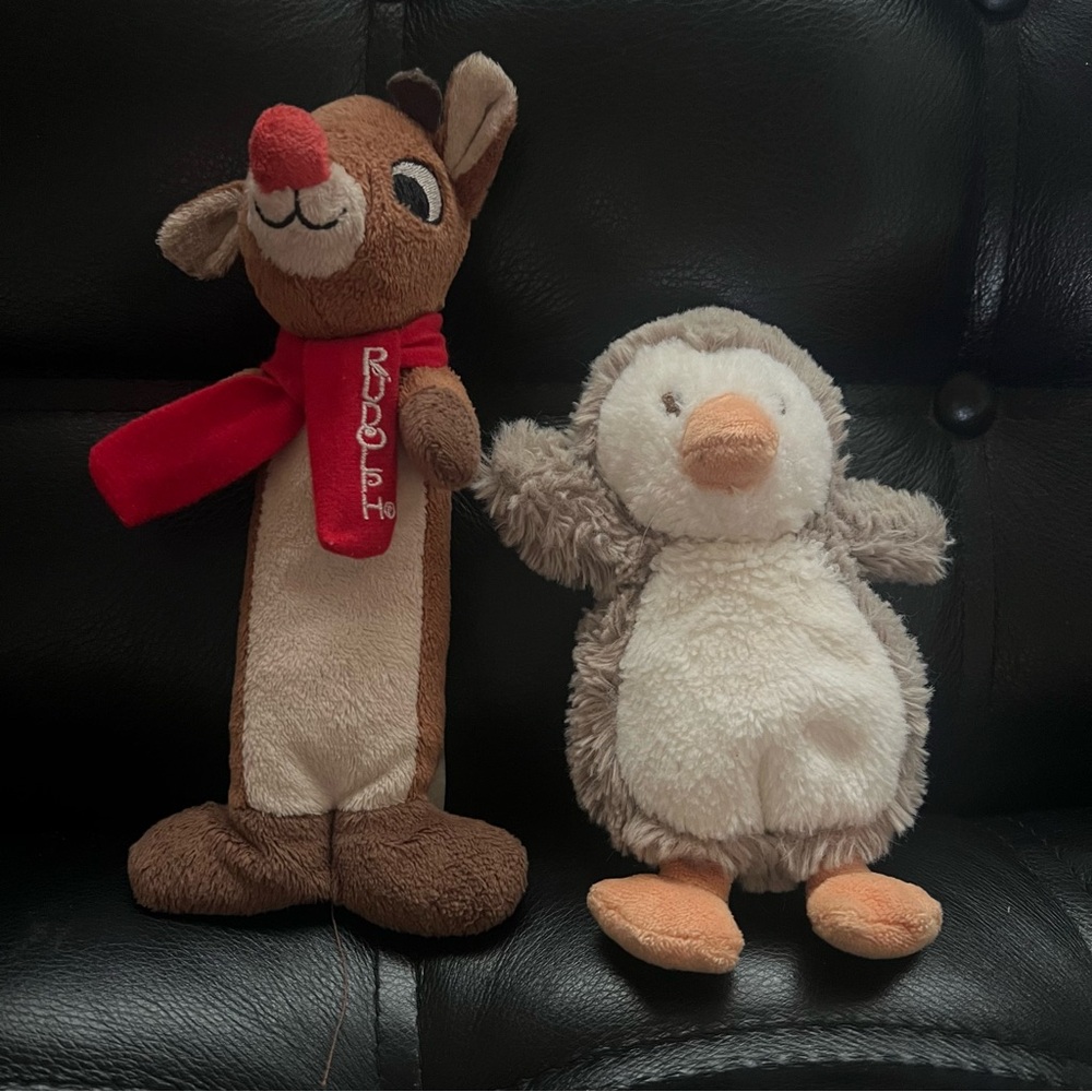 Dan Dee Rudolph Reindeer Plush & Baby Gund Penguin Plush Bundle Lot